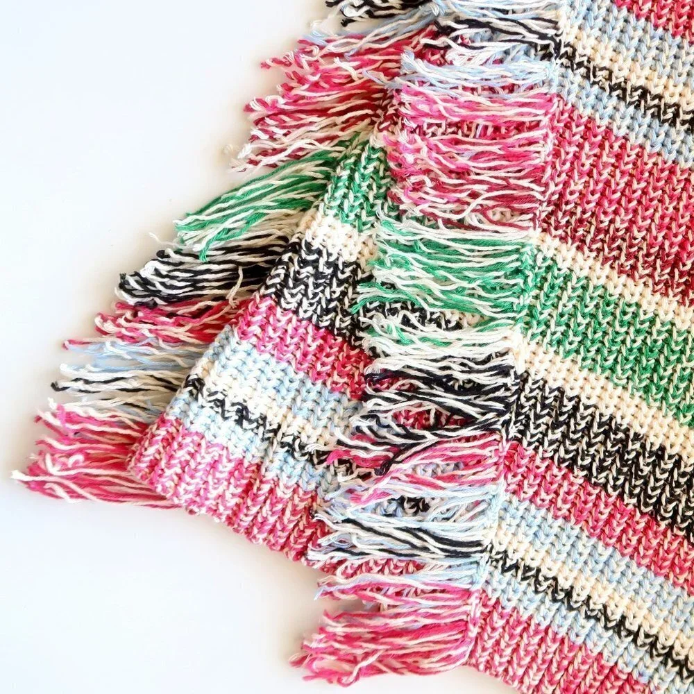 Maje Missy Multicolor Stripe Fringe Knit Long Sleeve Open Front Cardigan Small S - Picture 13 of 15